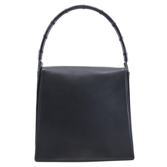 Gucci Bamboo Leather Shoulder Bag Black 13243200047 - Picture 1 of 9